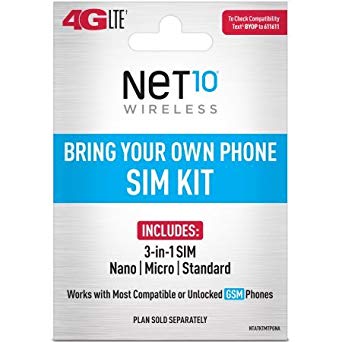 Net10 - Bring Your Own Phone "GSM" 3-in-1 Sim Card Kit (4G LTE) - "AT&T" Compatible