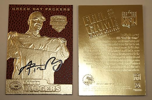 AARON RODGERS 2005 Draft Pick FEEL THE GAME Sculpted Gold Card Football Textured