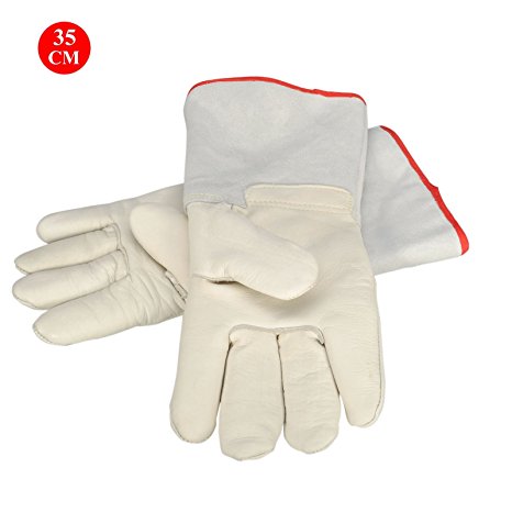 OFTEN Ultra Long Cryogenic Gloves Waterproof Protective Gloves Liquid Nitrogen Frozen Gloves Cold Storage,White,13.78"