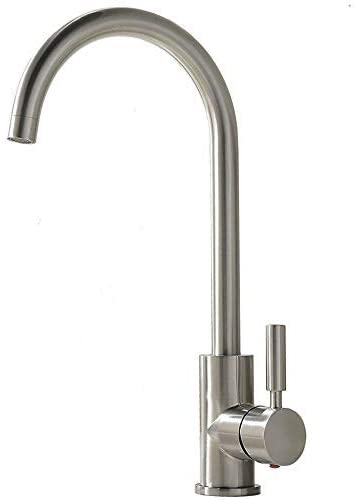 Comllen Best Commercial Brushed Nickel Stainless Steel Single Handle Kitchen Faucet, Hot and Cold Single Lever Bar Sink Faucet Rv Water Faucet