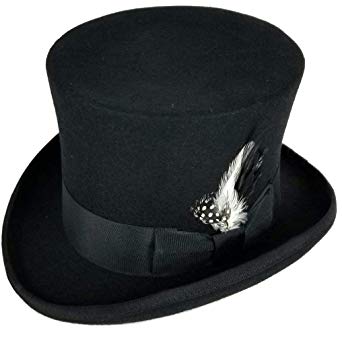 Differenttouch 100% Wool Felt Top Hats Victorian Style Made Hatter 6" Tall Gentlemen Magic Hats