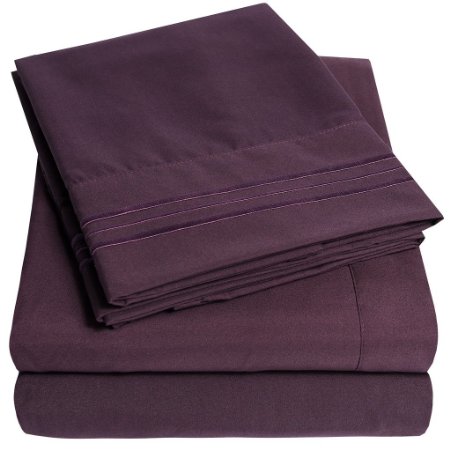 1500 Supreme Collection Bed Sheets - PREMIUM QUALITY BED SHEET SET & LOWEST PRICE, SINCE 2012 - Deep Pocket Wrinkle Free Hypoallergenic Bedding - Over 40  Colors & Prints- 4 Piece, King, Purple