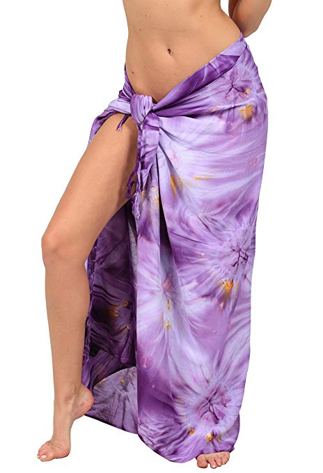 INGEAR Beach Long Batik Sarong Womens Swimsuit Wrap Cover Up Pareo with Coconut Shell Included