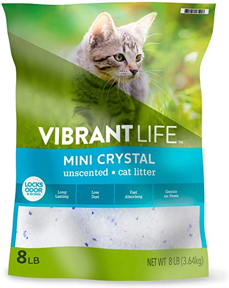 Vibrant Life Cat Litter Ultra Premium Crystals Litter, Unscented Non Clumping Cat Litter 8-Lb