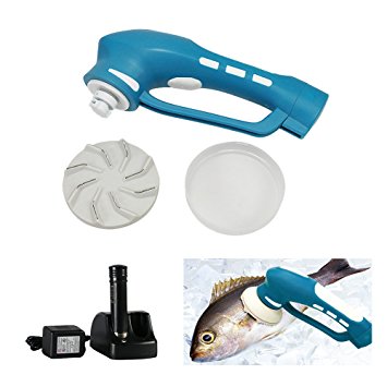 Electric Fish Skin Scaler, EVERTOP Descaler Scale Scraper Knife Fish Scale Scrape, Professional Set of Seafood Tools (Blue)