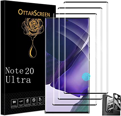 Galaxy Note 20 Ultra Screen Protector 【3 1 Pack】Tempered Glass Camera Lens Protector [ 3D Glass ] Compatible Fingerprint Easy Installation 9H Hardness Tempered Glass Screen Protector for Samsung Galaxy Note 20 Ultra