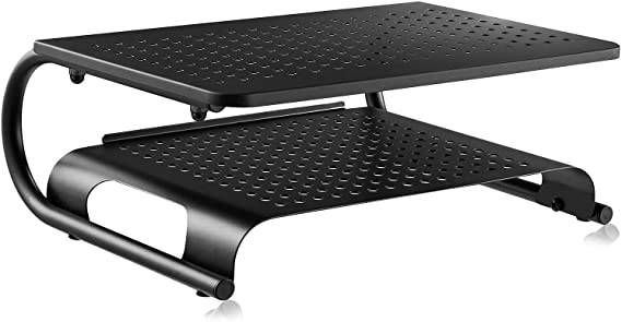 Suptek Monitor Riser Desktop Stand with Vented Metal and 2 Tier Desk Organizer Stand for Computer, Laptop, LED, LCD, OLED Flat Screen Display, iMac and Printer (MST002)
