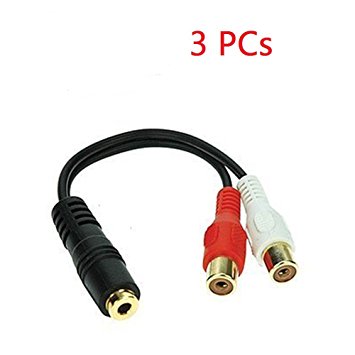 ANRANK AK020635FF 6 inches Stereo Splitter-3.5mm Jack to 2-RCA Jacks Audio Adapter Cable(3 Pack)