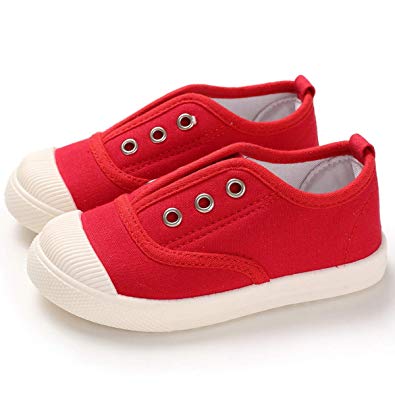 E-FAK Kids Canvas Sneaker Toddler Boys Girls Slip On Tennis Shoes Lightweight Fashion Casual Running Shoe