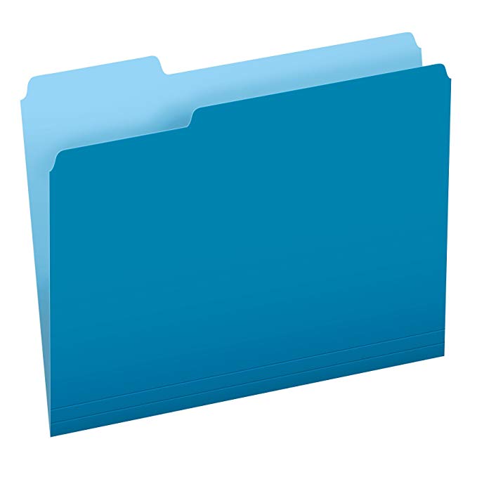 Pendaflex Two-Tone Color File Folders, Letter Size, Blue, 1/3 Cut, 100 per box (152 1/3 BLU)