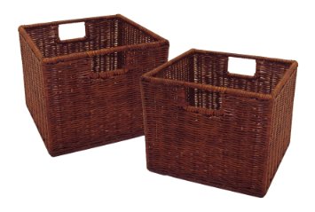 Winsome Wood Leo Storage Baskets, Set of 2,Walnut Finish