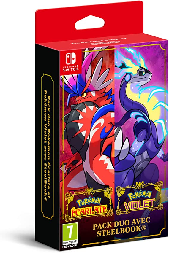 Pack Duo Pokémon Écarlate et Pokémon Violet avec Steelbook