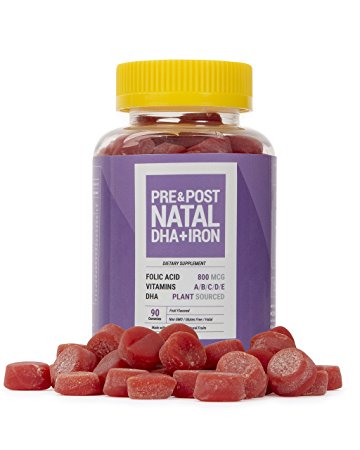 NoorVitamins PRE & POST NATAL DHA   IRON GUMMY - Halal Prenatal Vitamins - 90 Count