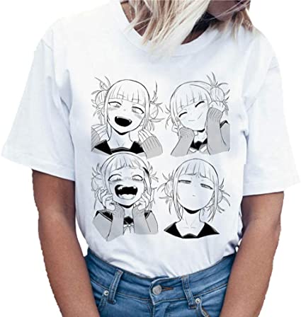 Bowinr My Hero Academia: Toga Himiko T-Shirt, Round Neck Short Sleeve Anime T-Shirts for Lovers Men and Women