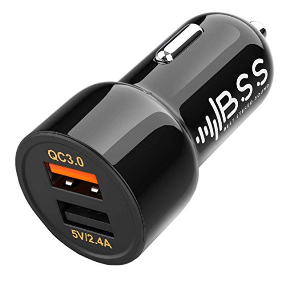 Fast Car Charger USB 24W | Dual Ports Adapter for iPhone Xs | Xs Max | XR | X | 8 | 8  | 7 | 7  | 6 | 6  and Samsung Galaxy S10 | S10  | S9 | S9  | S8 | S8