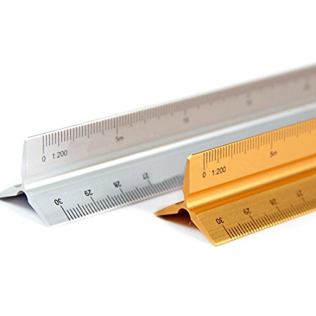 MyLifeUNIT Triangular Engineering Scale, 12 Inch Aluminum Triangular Ruler Engineers Scale (Pack of 2)