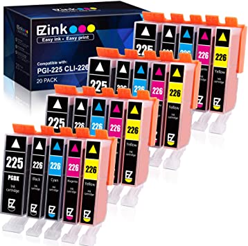 E-Z Ink (TM) Compatible Ink Cartridge Replacement for Canon PGI-225 CLI-226 PGI225 CLI226 to use with PIXMA MX882 MX892 MG5320 MG6220 (4 Large Black 4 Cyan 4 Magenta 4 Yellow 4 Small Black) 20Pack