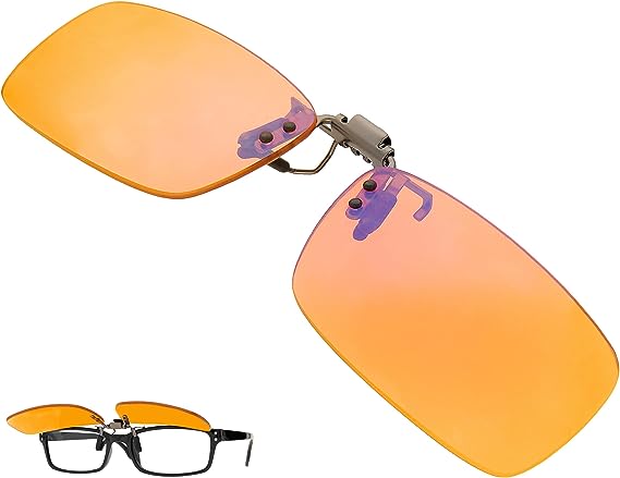 Computer Blue Light Blocking Clip-on Reading Glasses for Sleep, Eye Strain, Fluorescent Glare and Migraine Light Sensitivity