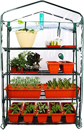 Solution4Patio Upgrade Wider 4-Tier Garden Mini Greenhouse Portable for Indoor/Outdoor, Pequeño invernadero, Transparent Thick PVC Cover, Heavy Duty Frame, 39 in. W x 19 in. D x 63 in. H