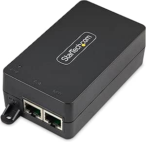 StarTech.com 1-Port 10Gbps PoE   Injector, 60W, 2.5/5/10G Ethernet/10/100/1000Mbps, PoE  , TAA (802.3af/802.3at/802.3bt)