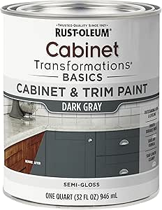 Rust-Oleum 372010 Transformations Basics Cabinet & Trim Paint, Quart, Dark Gray 32 Fl Oz (Pack of 1)