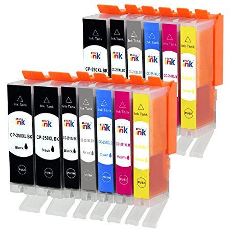 Starink PGI-250XL CLI-251XL Ink Cartridge Replacement Canon 250 251 XL Compatible with PIXMA MG7520 MG7120 MG6320 iP8720 (3LBK 2BK 2C 2M 2Y 2GY, 13-Pack)