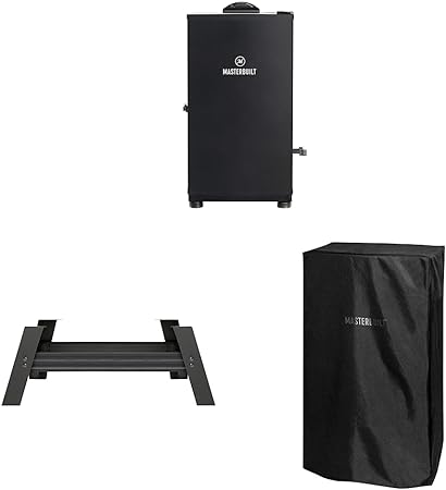 Masterbuilt MB20071117 Digital Electric Smoker, 30", Black & MB20101114 Universal Leg Extension Kit, Black & MB20080210 Electric Smoker Cover, 40 inch, Black