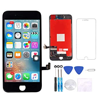 Screen Replacement Compatible with iPhone 7 Screen Replacement Black LCD Touch Screen Display Digitizer Assembly Replacement with Screen Protector and Repair Tools kit for iPhone 7 Screen Repair Black