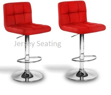2 x PU Leather Hydraulic Lift Adjustable Counter Bar Stool Dining Chair Red -Pack of 2 (150) Made By jersey seating®