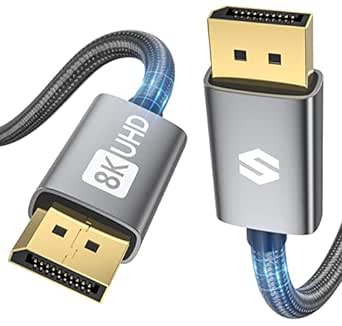 Silkland 8K Displayport Kabel 1.4 0.5M, 4K@144Hz, 2K@240Hz/165Hz/144Hz, 8K@60Hz, HBR3 32.4Gbps, HDR, DSC 1.2, HDCP 2.2, G-Sync&FreeSync, Kurz DP 1.4 Kabel für Gaming-Monitor, Grafikkarte