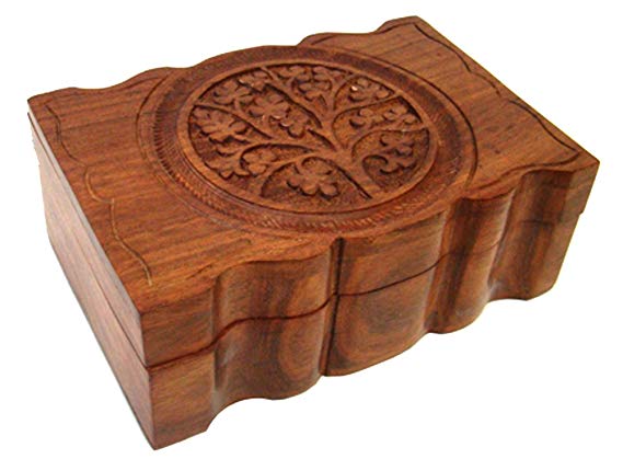 Sacred Tiger Incense Sampler Kit with Charcoal and Burner Shipped with a Beautiful Wooden Gift/Storage Box with a Hand Carved Tree of Life