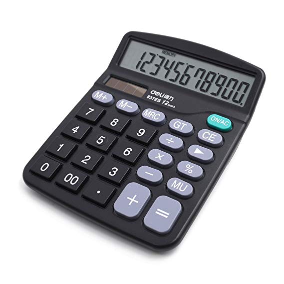 LA HAUTE Large Display Standard Desktop Calculator Economical Dual Solar/battery-powered Color Black