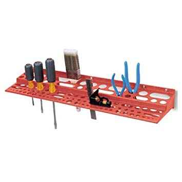 Akro-Mils 8024 Plastic Wall Mounted Tool Holder Rack, Red