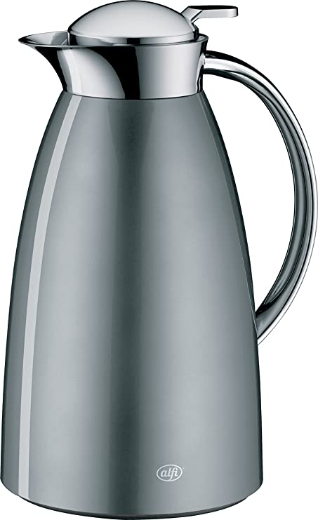 alfi Gusto Glass Vacuum Lacquered Metal Thermal Carafe for Hot and Cold Beverages, 1.0 L, Space Grey