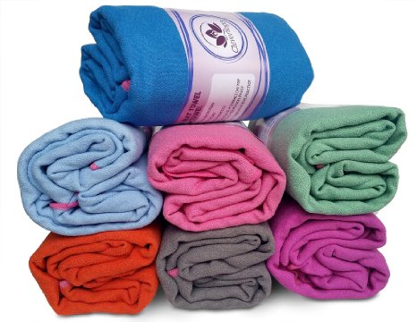 Clever Yoga Non Slip Towel and FREE Hand Towel Combo Made With The Best, Durable Microfiber - Comes With Our Special "Namaste" Lifetime Warranty (Multiple Colors)