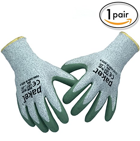 Pakel High Performance Non-Slip Level 5 Cut Resistant Knit Wrist Gloves (Size 10 / Xlarge)