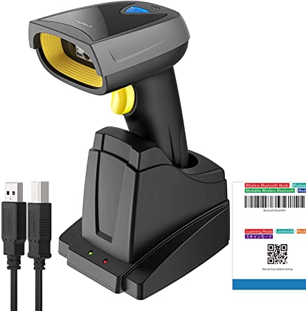 Inateck Barcode Scanner, QR Code Scanner with Smart Base, 2D, Wireless, Bluetooth, Read Screen, BCST-52 Black