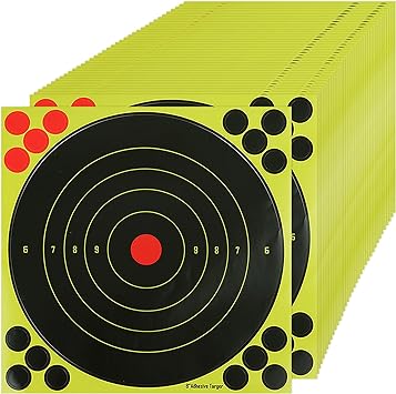 60PCS Self Adhesive Shooting Target, 8 Inch Paper Sticker Targets with Cover-up Patches, Paper Target for Gun, Pistol, Rifle, Bb Gun, Airsoft, Pellet Gun, Air Rifle