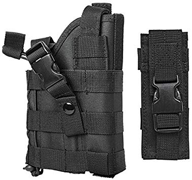 M1SURPLUS MOLLE Style Tactical Black Pistol Holster with Free Magazine Storage Pouch/The Holster Fits Glock 17 20 21 22 37 31 S&W M&P Large Size Pistols