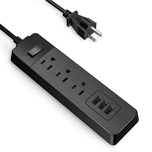 Gashen Surge Protector Power Strip with 3AC Outlets   3USB charger(3A/15W) and 6 Ft Long Cord Charging Station for for Laptops, TV, Refrigerator, Hairdryer, Cellphones