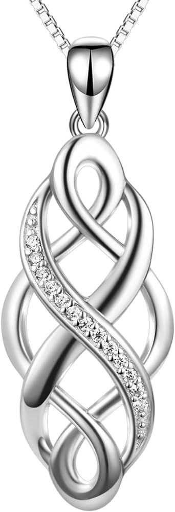 YFN Celtic Knot Necklace Created Opal Pendant Sterling Silver Infinity Love Jewelry