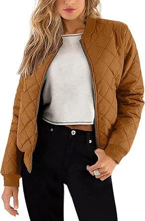 Zeagoo Women's Bomber Jacket Casual Coat Zip Up Outerwear Windbreaker with Pockets S-XXL