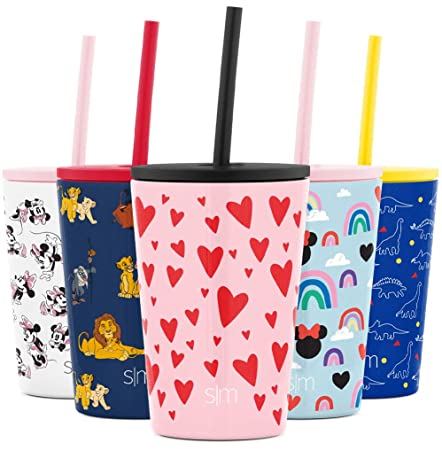 Simple Modern Kids Cup 12oz Classic Tumbler with Lid and Silicone Straw - Vacuum Insulated Stainless Steel for Toddlers Girls Boys -Hearts