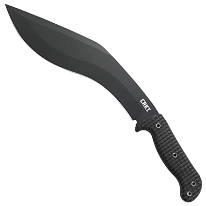 CRKT KUK Fixed Blade Knife: Carbon Steel Tactical Knife with Full Tang Kukri Recurved Blade, Injection Molded Handle, and Polyester Sheath 2742