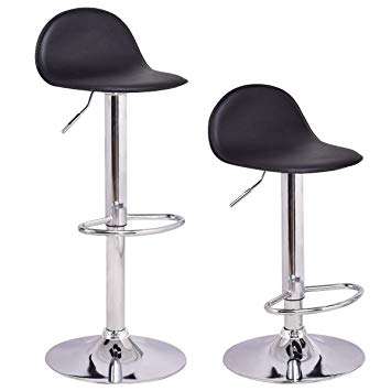 COSTWAY Set of 2 Modern Swivel Chrome Barstools Adjustable Hydraulic Lift Chair Bar Stool Office Home Diner PU Leather Seat Multi-Color