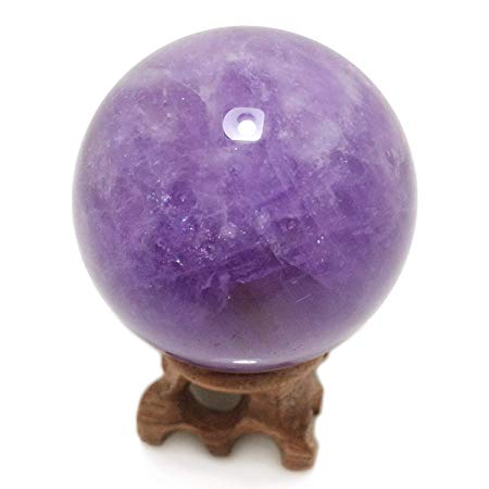 Polar Jade Amethyst Crystal Sphere 50mm/2" Diameter, Rare Protective Stone Balls for Decoration, Healing, Meditation, Feng Shui, Hand-Made (Amethyst Ball 50mm)