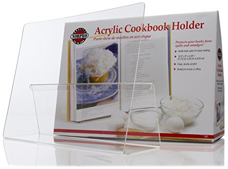 Norpro Cookbook Holder Durable Acrylic Stand Splatter Guard 12.5" X 9" X 3.25"