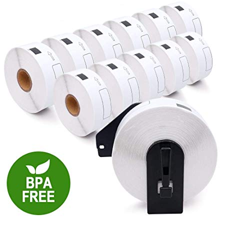 12 Rolls DK-1201 Labels Compatible Brother Standard Address Shipping Label 29mm x 90mm (1-1/7" x 3-1/2") with 1 Refillable Cartridge for Brother QL Label Printer QL-700 QL-710W QL-500 820NWB