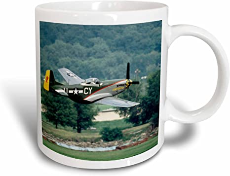 3dRose North American P-51 D Mustang, War plane-US24 BFR0082-Bernard Friel Two Tone Mug, 11 oz, Red/White