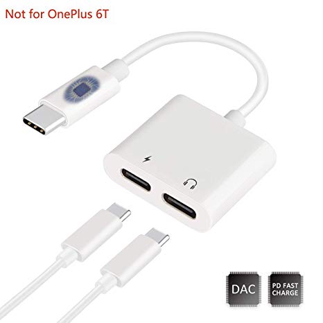 Double USB C Splitter, Aproo 2 in 1 Type C Male to USB C Audio USB C Charging Converter Adapter and Stereo USB C Earphone Compatible with Google Pixel 3/3 XL, Huawei Mate 20 Pro and More